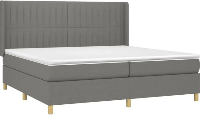vidaXL Boxspringbett mit Matratze in Dunkelgrau, Hybridbett mit LED-Unterbettbeleuchtung und USB-Anschluss, B/T/H: 200 x 200 x 118 cm - Bild 1