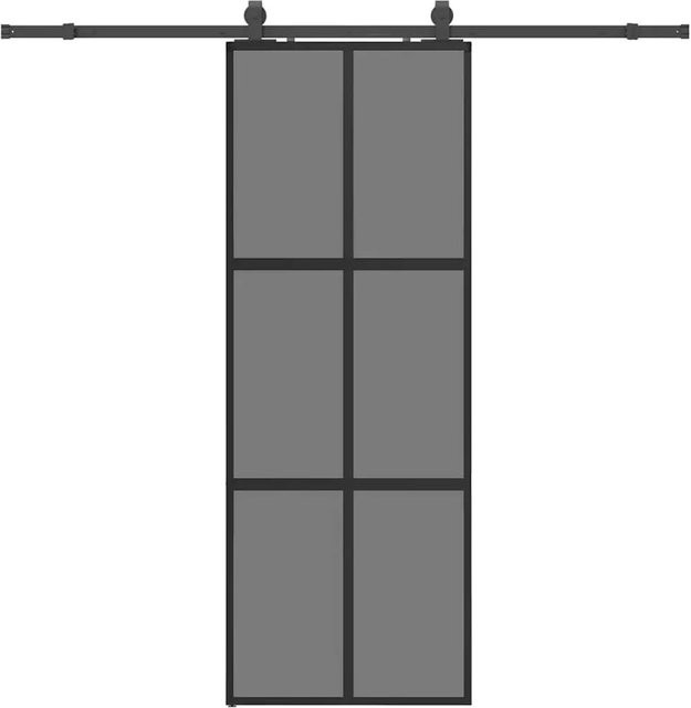 vidaXL Schiebetür aus Hartglas mit Beschlag in Schwarz, B/H: 76 x 205 cm - Bild 1