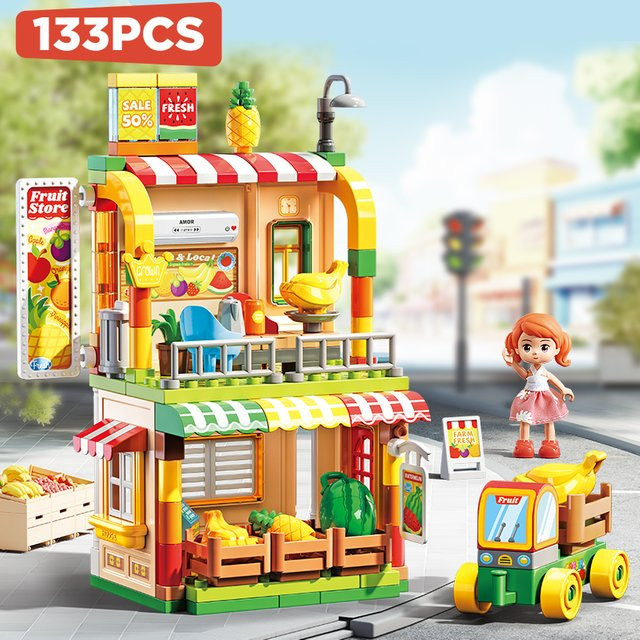 KACUU Großbausteine-Set Straßenansicht, 133-teiliges Set, Fahrzeuge - Bild 1