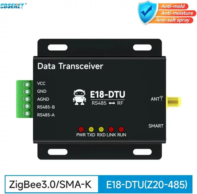 CDSENET CC2530 Zigbee 3.0 Drahtlose Datenübertragungsstation RS485 E18-DTU Z20-485 Schwarz - Bild 1