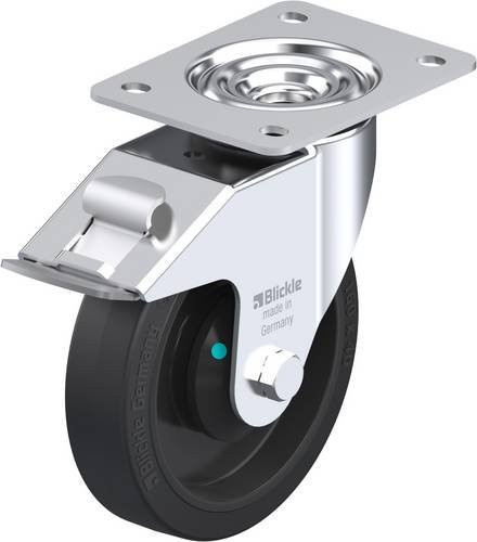 Blickle Lenkrolle LE-POEV 161KAD-FI mit Feststeller in Schwarz und Silber, Rad-Durchmesser: 160 mm, Tragfähigkeit: 300 kg - Bild 1