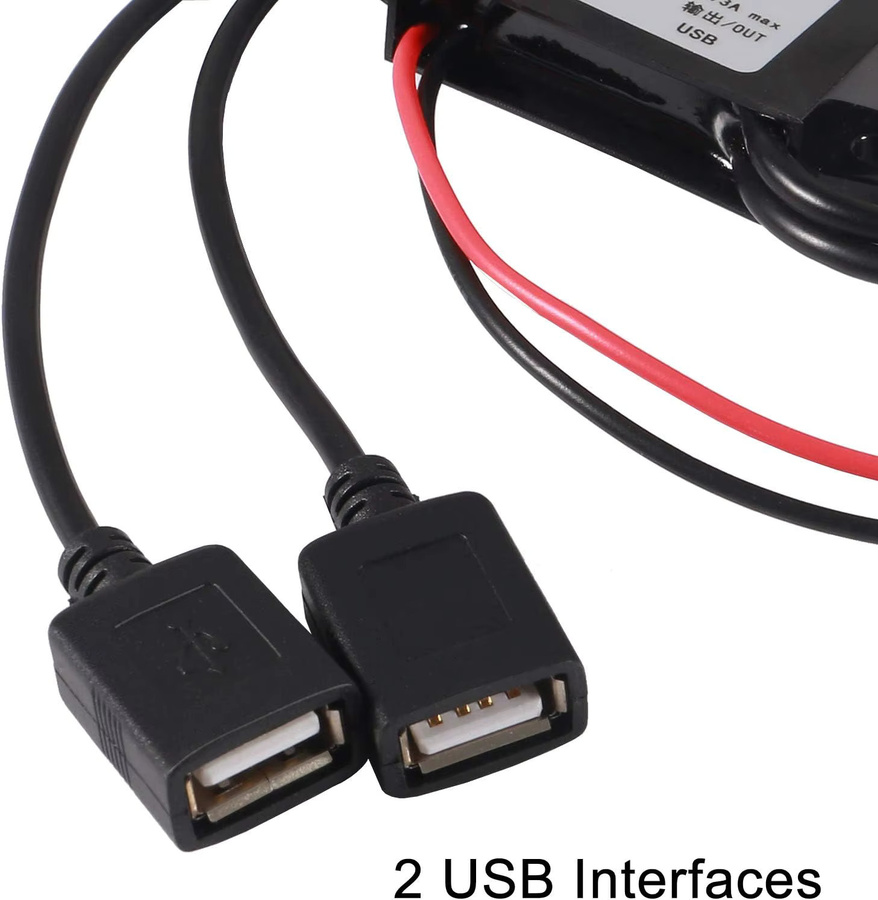 AOKIN 2er-Set Doppel USB Auto Konverter Modul 12V zu 5V 3A 15W DC zu DC Spannungsregler in Schwarz - Bild 2