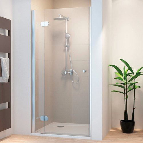 Schulte Masterclass Duschtür als Drehtür in Silber und Transparent, B: 90 cm, H: 200 cm - Bild 1