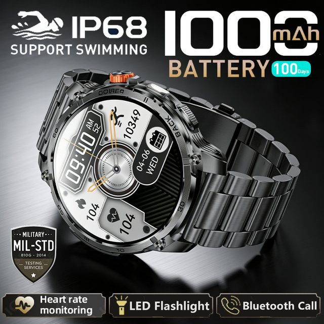 LIGE Smartwatch, Edelstahl, Schwarz, Herren - Bild 1