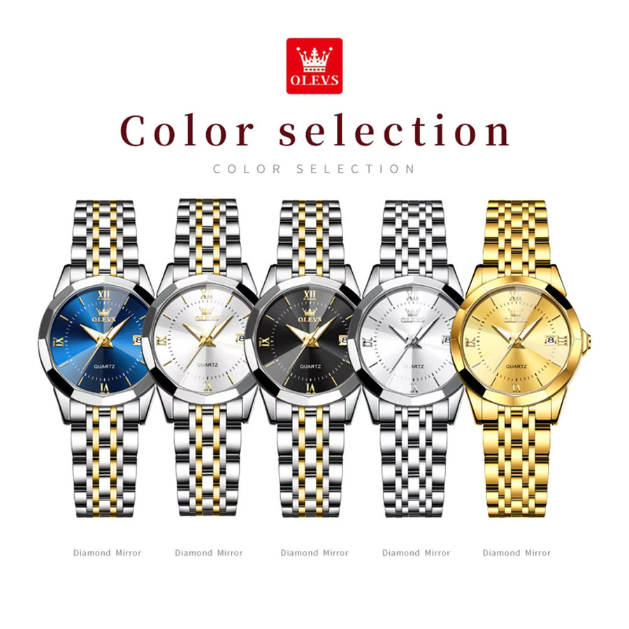 OLEVS Armbanduhr, Quarz, Gold, Edelstahl, Damen, Wasserdicht - Bild 5