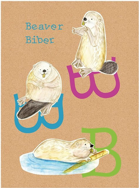 Komar Wandbild ABC Animal Paper Poster, Mehrfarbig, Breite: 40 cm, Höhe: 50 cm - Bild 1