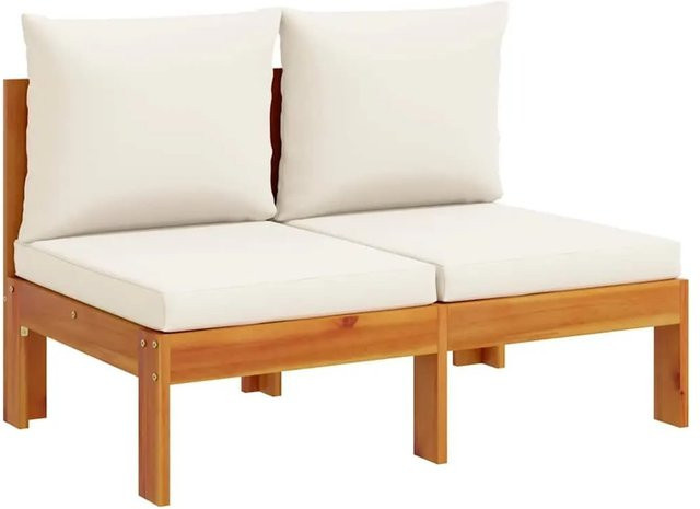 vidaXL Gartensofa 2-Sitzer aus Akazien-Massivholz mit Kissen in Braun B/T/H: 106 x 68 x 64 cm - Bild 1