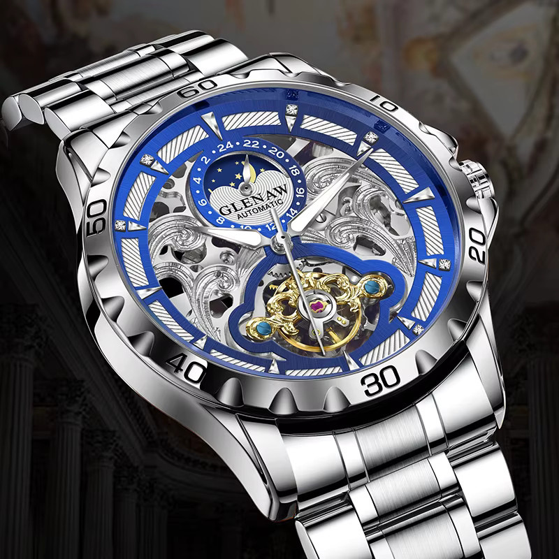 GLENAW Design Armbanduhr, Automatik, Mondphase, Edelstahl, Herren - Bild 2