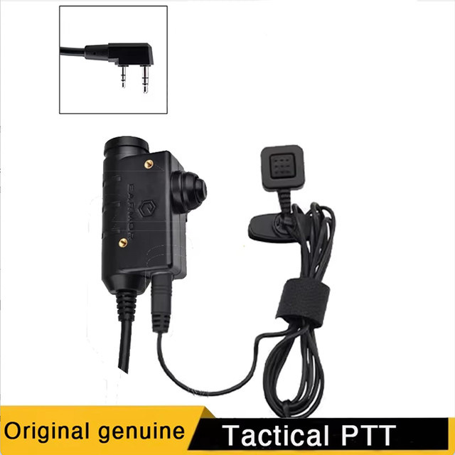 Earmor PTT M52 Adapter für taktische Headsets mit Kenwood Anschluss und 3,5 mm Aux Stecker, Schwarz - Bild 1