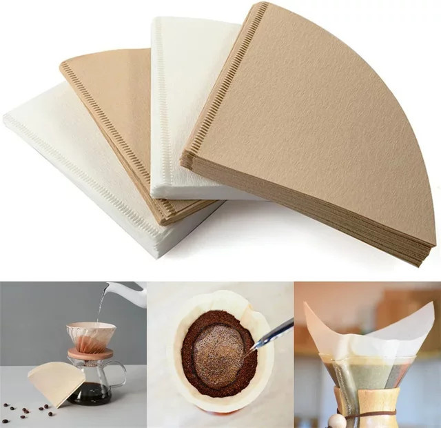 ouhoe V-förmiges Kaffeefilterpapier in Beige für handgebrühte Kaffeekannen, 40 Stück - Bild 1