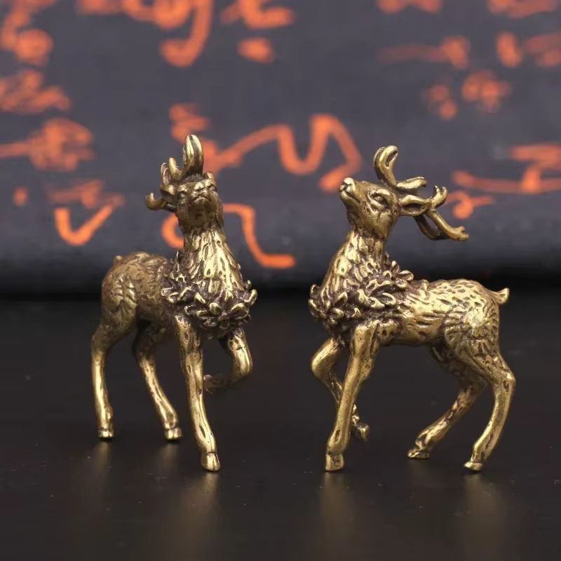 2er-Set Vintage Hirsch Ornamente aus Messing und Kupfer in Gold für deine Wohnkultur - Bild 3