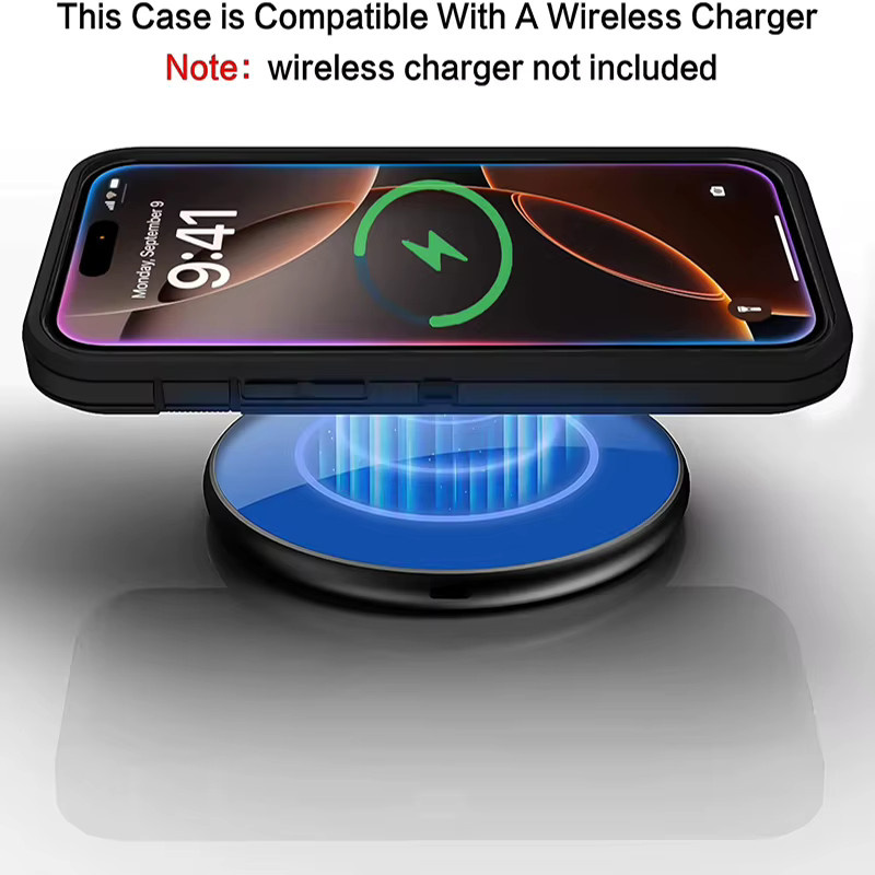 Robuste faltbare Handyhülle mit integriertem Ständer für iPhone 11 bis iPhone 17 Pro Max in Schwarz und Rot - Bild 4