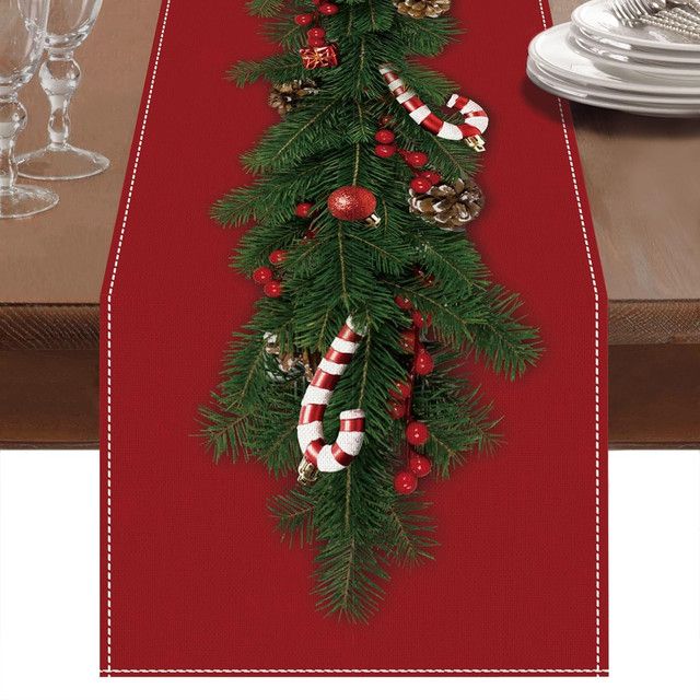 VIKAMA Tischläufer Weihnachtsdekoration in Rot für dein Zuhause - Bild 1