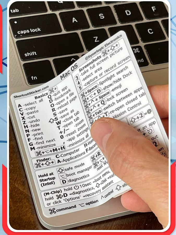 Kurzbefehl-Aufkleber für Apple Mac OS mit Tastenkombinationen für MacBook Pro und MacBook Air in Weiß - Bild 5
