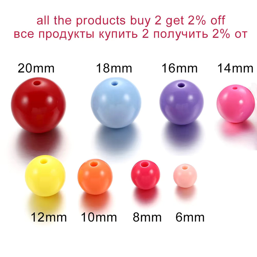 AGCFABS Kugel-Abstandsperlen Acryl-Kunststoff, Unisex, 6–20 mm - Bild 1