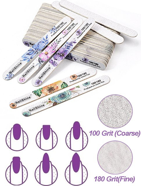 JEARLYU Nagelfeile, 10 Stück, doppelseitig, Diamant-Sandplatten, 100/180 Körnung, Unisex - Bild 1
