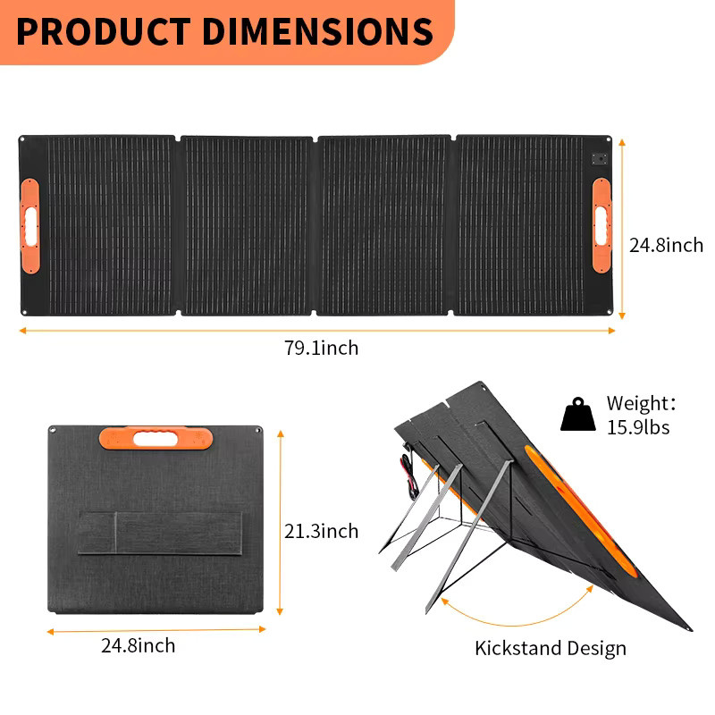 CHUBAN 200W Solar Panel Tragbares Faltbares ETFE Flexibles Solarpanel in Schwarz mit IP68 Wasserdichtigkeit für Camping und Solar Generatoren - Bild 3