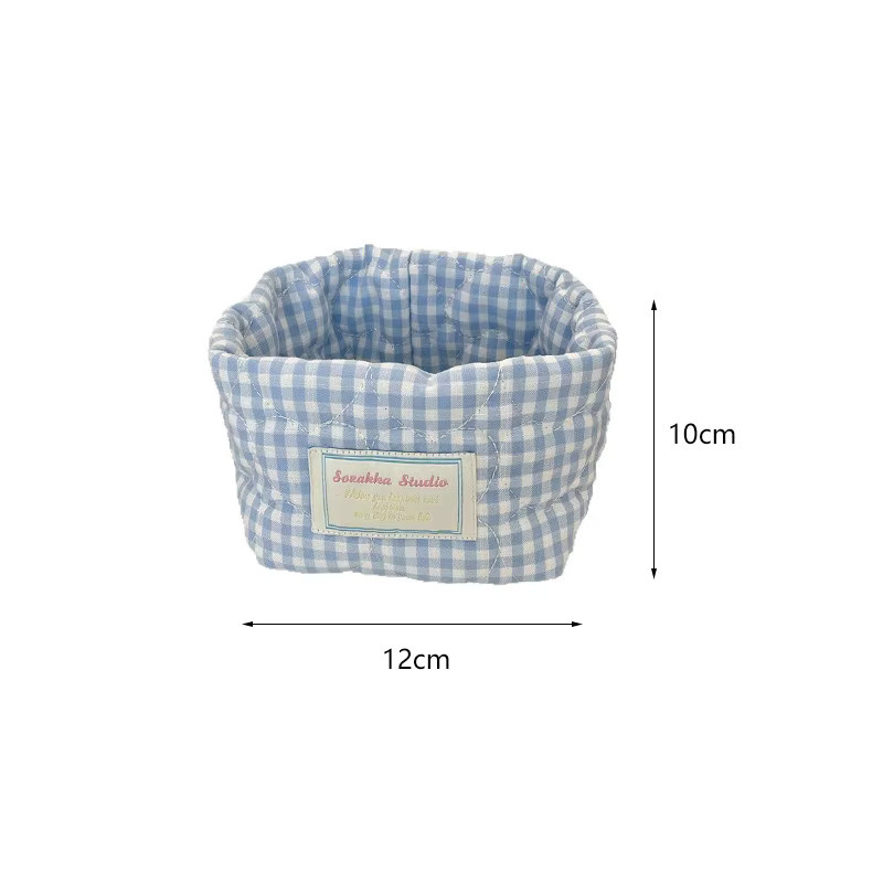 Klassischer karierter Aufbewahrungskorb aus Stoff als Organizer für Kleinteile, Kosmetik oder Kleidung - Bild 2