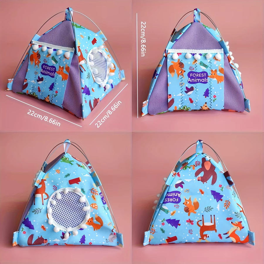 KIEKA Camping Zelt Set für 5-Zoll Puppen in Blau und Bunt/Mehrfarbig mit Zubehör und Mini Teppich - Bild 2