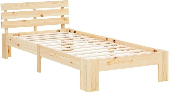 Homestyle4u Einzelbett aus Kiefernholz mit Federkernmatratze im skandinavischen Design, B/T/H: 90 x 200 cm - Bild 1
