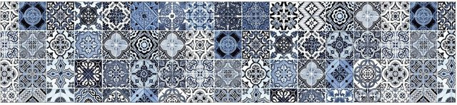 MySpotti Küchenrückwand Profix Cucina Stefano in Fliesenoptik aus Aluminium, Blau-Weiß, B: 270 cm, H: 60 cm - Bild 1