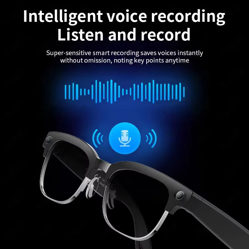 LIGE AI Smart-Brille mit 4K-Kamera, wasserdichte Bluetooth-Sonnenbrille mit Farbwechsel-Linse für HD-Videoaufnahmen und Anrufe, Schwarz/Transparent - Bild 6