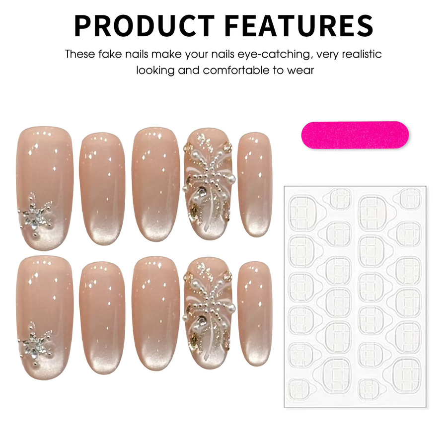 YADORNOS Press On Nails, Rosa Nude Ombre, 10 Stück, Damen, Glänzend - Bild 3