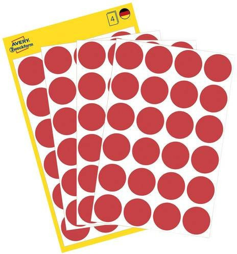 Avery Zweckform Markierungspunkte 3004, Rot, Ø 18 mm, 96 Stück, Permanent haftend aus Papier - Bild 1
