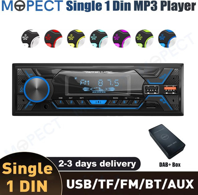 MOPECT DAB+ Single 1 DIN Autoradio mit Bluetooth, MP3-Player, 2 USB, TF, FM und AUX in Schwarz - Bild 1