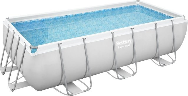 Bestway Power Steel Frame Pool-Set mit Filterpumpe, eckig, lichtgrau, B/T/H: 404 x 201 x 100 cm - Bild 1