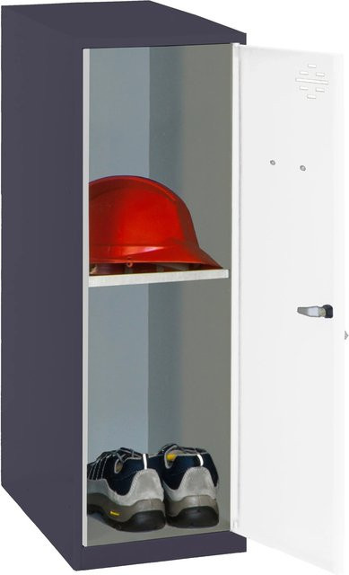 PROREGAL Schließfachschrank AMEGO Spind mit Fachboden und Schloss, Farbe: Weiß-Anthrazit, H x B x T: 91,5 x 30 x 50 cm - Bild 1
