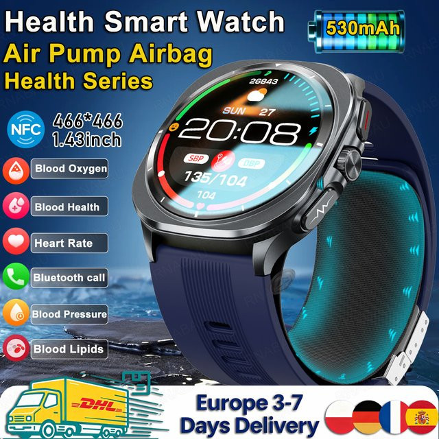 MTIMENX Smartwatch, EKG, Schwarz, Silikon, Herren, Wasserdicht - Bild 1
