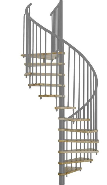 Minka Spindeltreppe Spiral Effect in Eiche Grau mit Durchmesser: 120 cm für eine Raumhöhe bis 305 cm - Bild 1