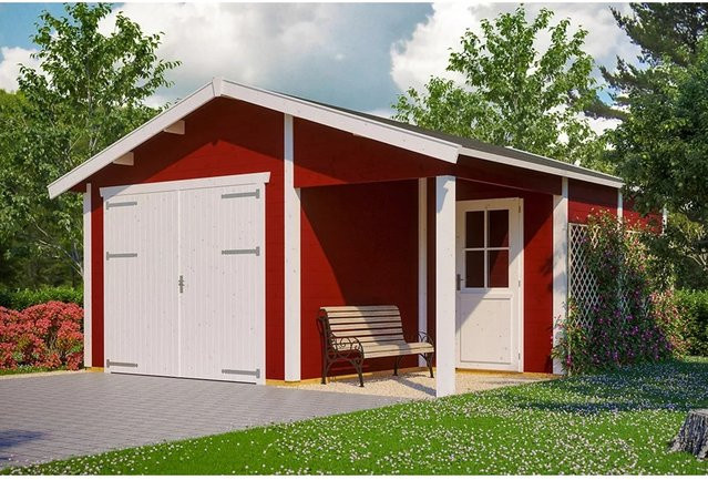 Holzgarage Varberg 2 von Skanholz in Schwedenrot, B/T: 500 x 525 cm - Bild 1