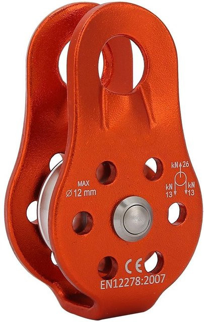 KaiSai Hochleistungs-Einzel-Dreh-Seilrolle aus Aluminiumlegierung für 12mm Seilklettern, Orange - Bild 1