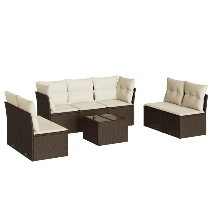 vidaXL 8-teilige Garten-Sofagarnitur in L-Form aus braunem PE-Rattan mit Sitzkissen und Stauraum - Bild 2