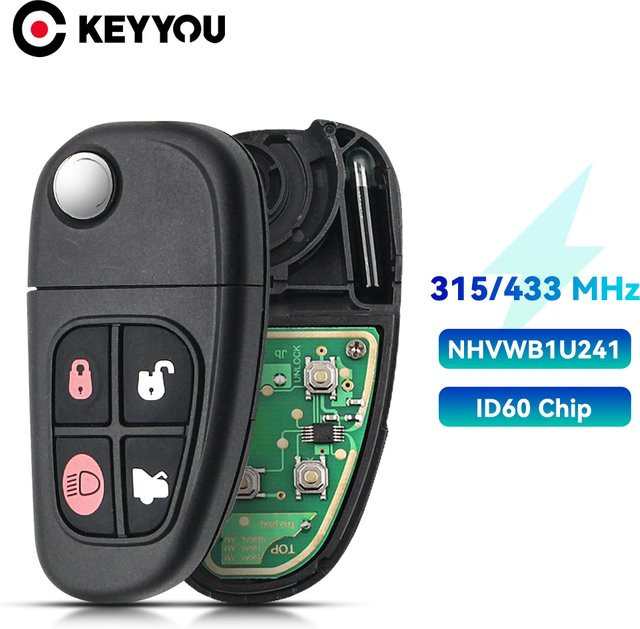 Keyyou Austauschbarer Auto-Fernschlüssel für Jaguar X-Typ S-Typ XJ XJR mit D60 Chip in Schwarz - Bild 1