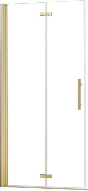 AICA Walk-In Duschwand Faltbare Duschkabine aus Nano-ESG Glas in Gold Gebürstet, Breite: 90 cm, Höhe: 195 cm - Bild 1