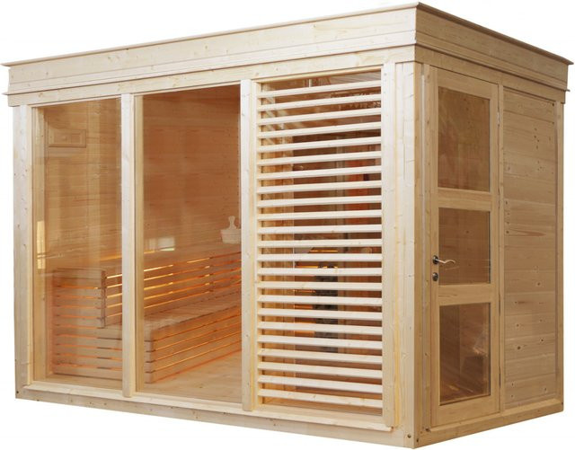 Finnhaus Wolff Gartensauna STINA 2-Raum aus Fichte und Espenholz in Braun, B x T: 3 x 2 m - Bild 1