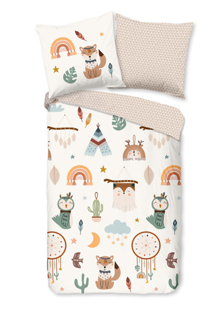 Good Morning Kinder Bettwäsche Remi Indie Vintage aus Baumwolle, sand beige, B/H: 135 x 200 cm mit Kissenbezug 80 x 80 cm