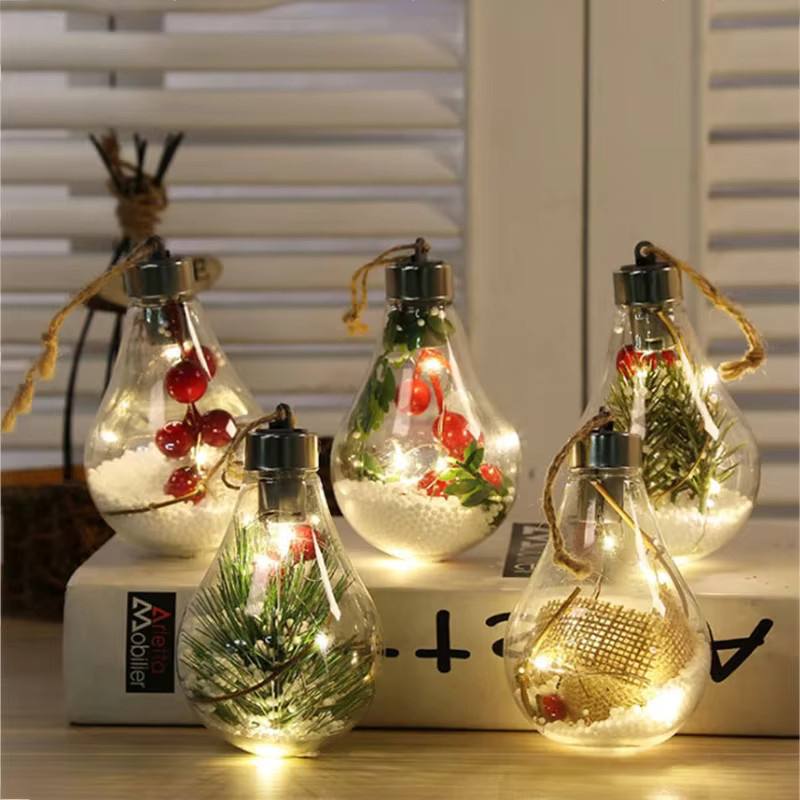 Dekorative LED Weihnachts-Birne in Form eines Tropfens, transparentes Glas, warmweißes Licht - Bild 2