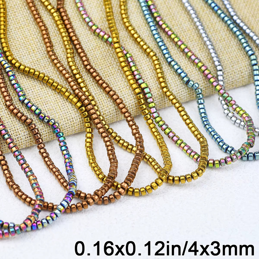 JHNBY Hämatit Naturstein Spacer Perlen, 4x3mm, 125 Stück - Bild 2