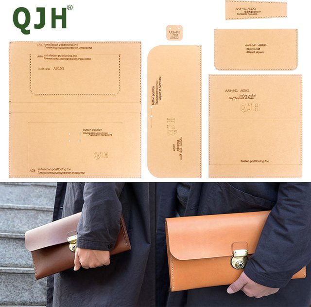QJH DIY Kraftpapier-Zeichenvorlage für Handtaschen-Designs und Leder-Geschäftshandtaschen zur Papierform-Erstellung - Bild 1