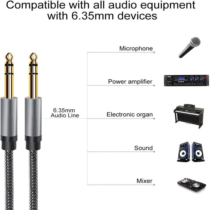 Jiansu Audiokabel 3,5 mm Klinke auf Dual 6,35 mm Mono Y-Splitter-Adapter für Mischverstärker - Bild 2