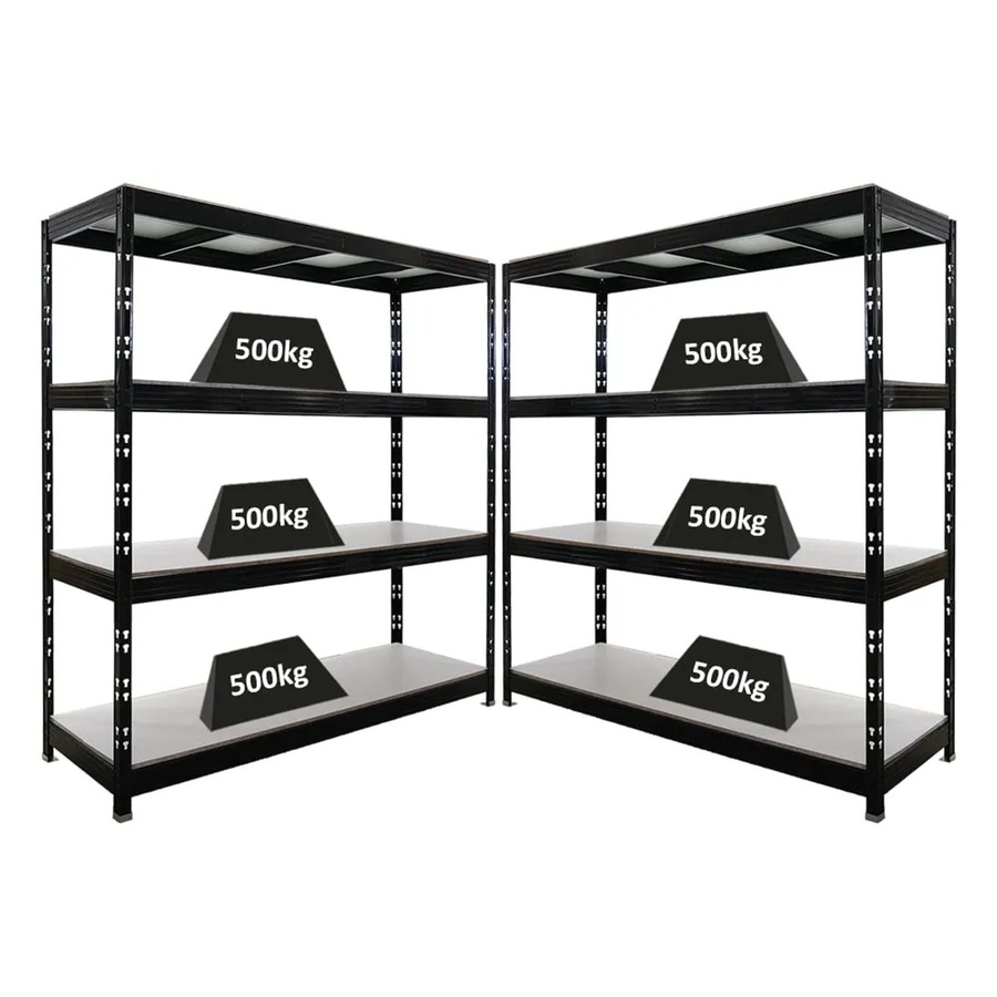 PROREGAL Rhino Profi Schwerlastregal Set aus 2 Stück, Schwarz, 4 Melamin-Ebenen, B/H/T: 200 x 200 x 60 cm - Bild 2