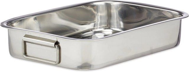 Relaxdays Bräter aus Edelstahl mit Rost, Farbe Silber, B/T/H: 33 x 23,5 x 6 cm - Bild 1