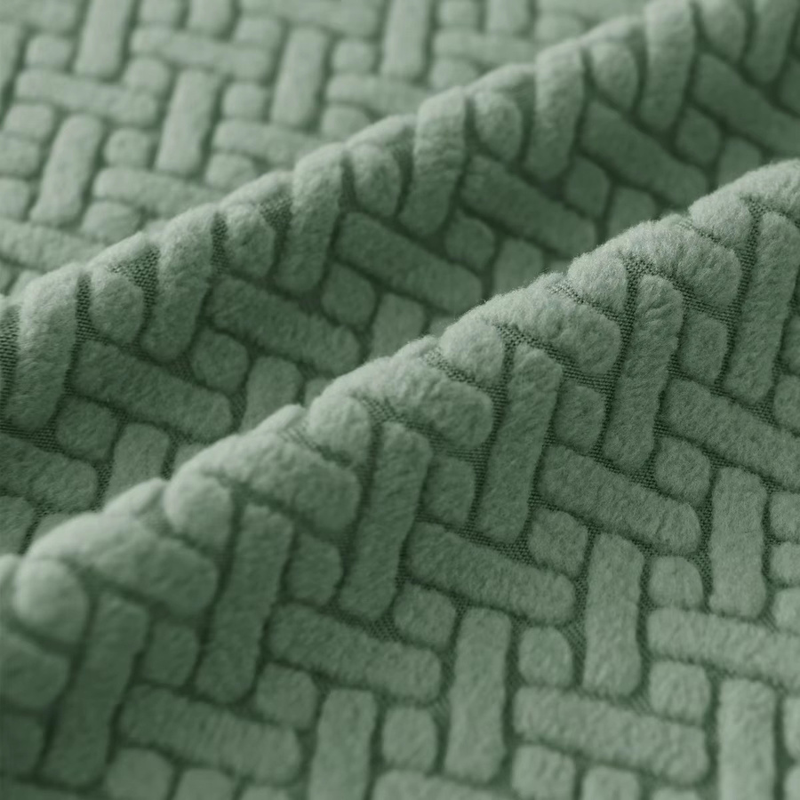 DUTRIEUX Jacquard Ottoman-Bezug in Grün, elastischer T-förmiger Hockerbezug aus Polyester, maschinenwaschbar - Bild 2