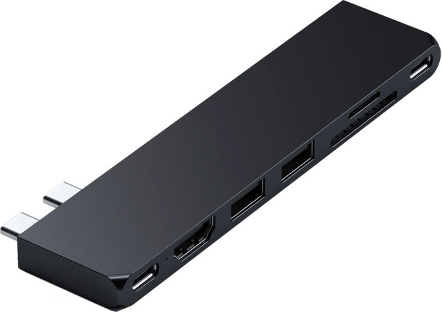 Satechi USB-C Pro Hub Slim Adapter mit USB-C und USB-A Anschlüssen in Midnight Black für 4K UHD - Bild 1