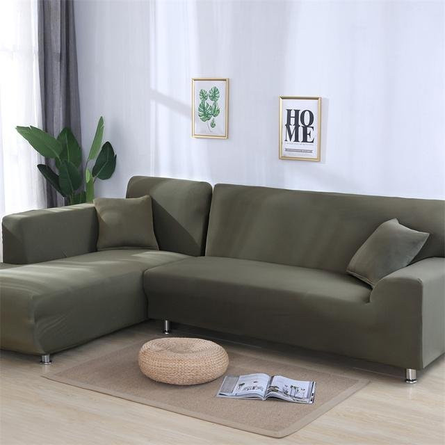 Housmife Ecksofa-Bezug für 3-Sitzer, elastischer Chaiselongue-Schonbezug in einfarbigem Design, Breite: 190-230 cm - Bild 1