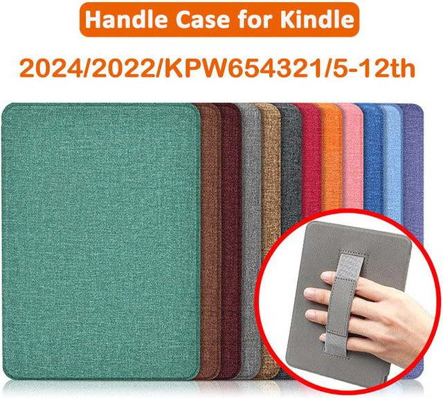 Chamqin-Teen Griffhülle für Kindle Paperwhite 11. und 12. Generation sowie Colorsoft 7, 6 und 6,8 Zoll mit Handschlaufe und Tasche, Grau - Bild 1